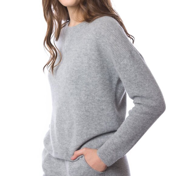NWT! DongLi - 100% Cashmere Waffle Knit Sweatshirt in Heather Gray- Many Sizes